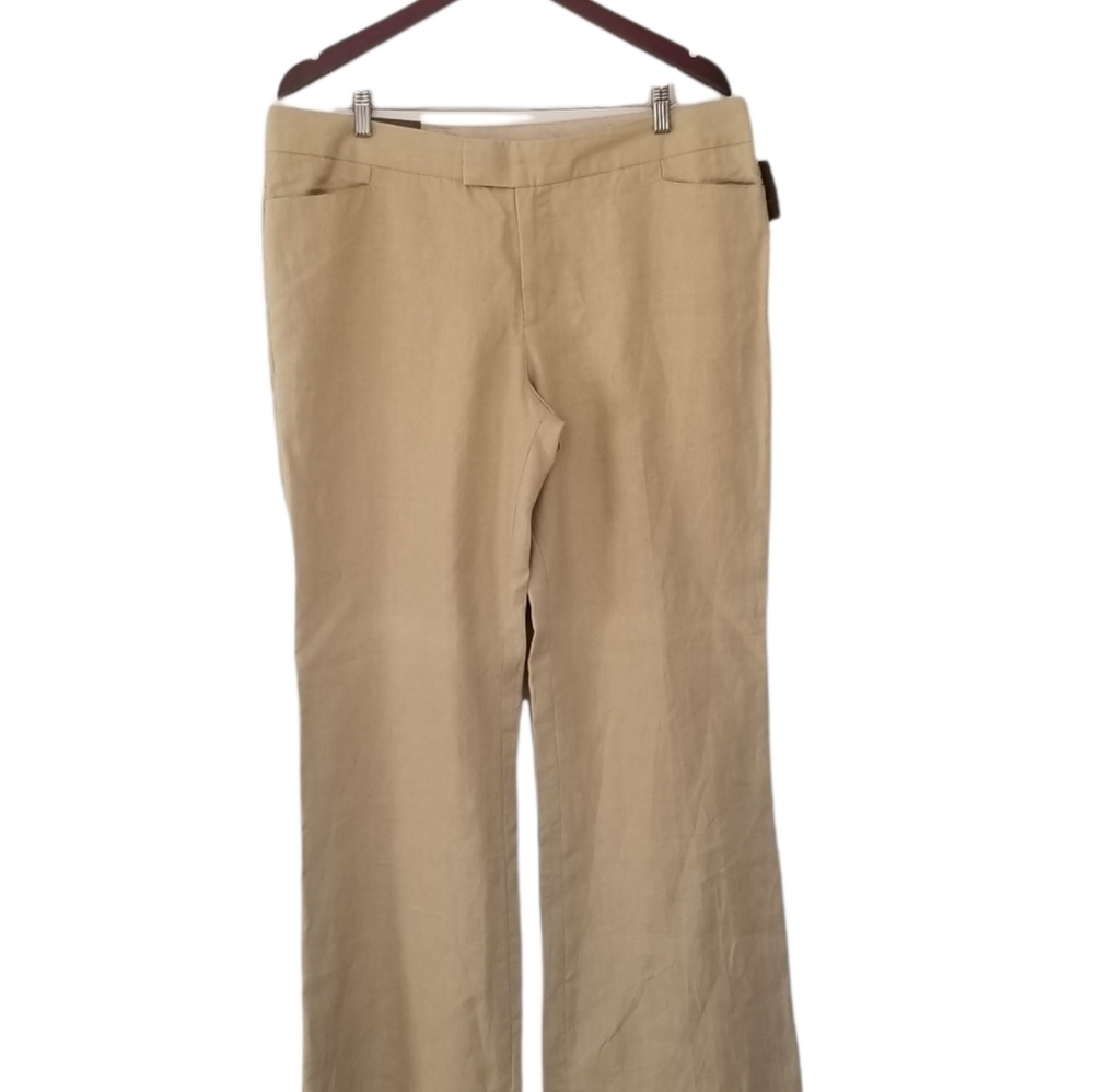 Merona 100% Linen Shell Polyester Lined Wide Leg Dress Work Pants Slacks Size 14